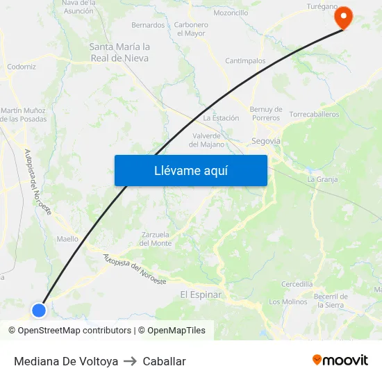 Mediana De Voltoya to Caballar map