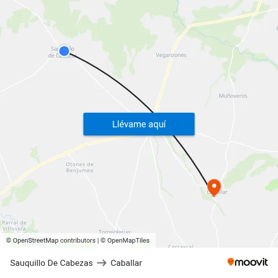 Sauquillo De Cabezas to Caballar map