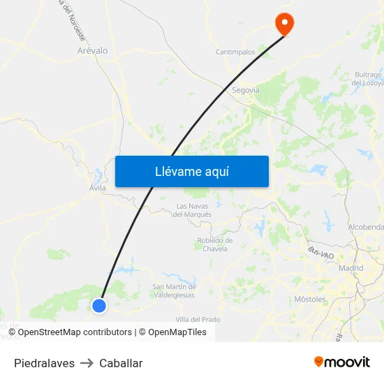Piedralaves to Caballar map