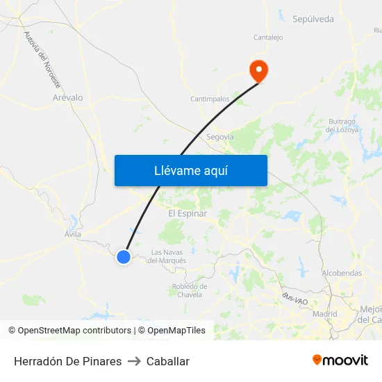 Herradón De Pinares to Caballar map