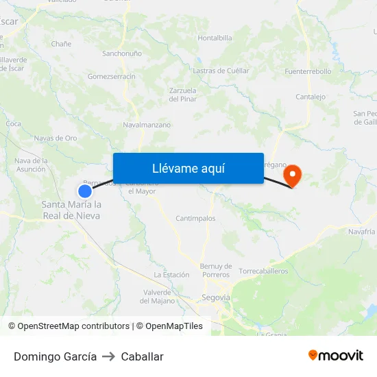 Domingo García to Caballar map