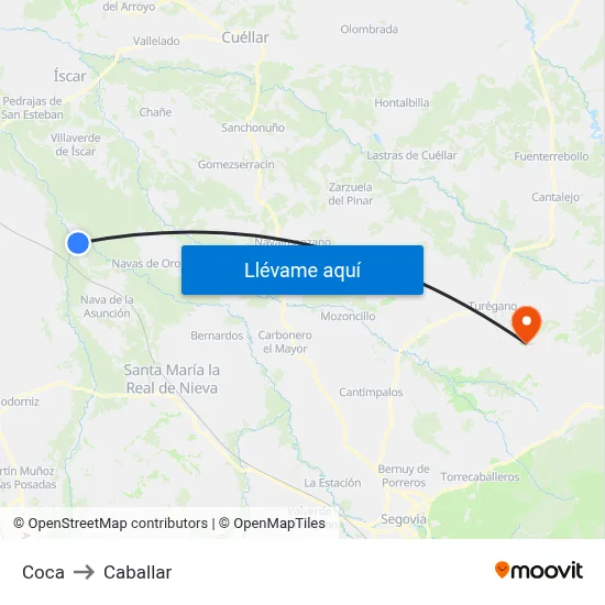 Coca to Caballar map