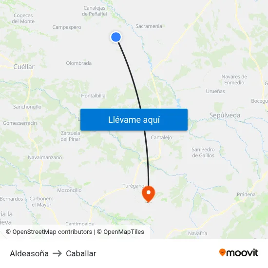 Aldeasoña to Caballar map