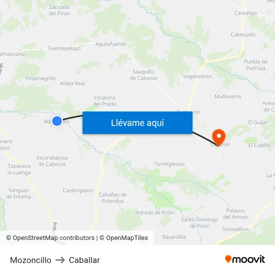 Mozoncillo to Caballar map