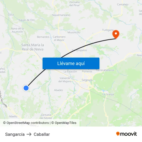 Sangarcía to Caballar map