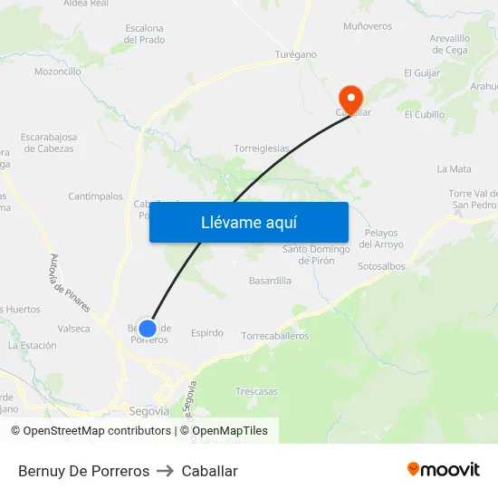 Bernuy De Porreros to Caballar map