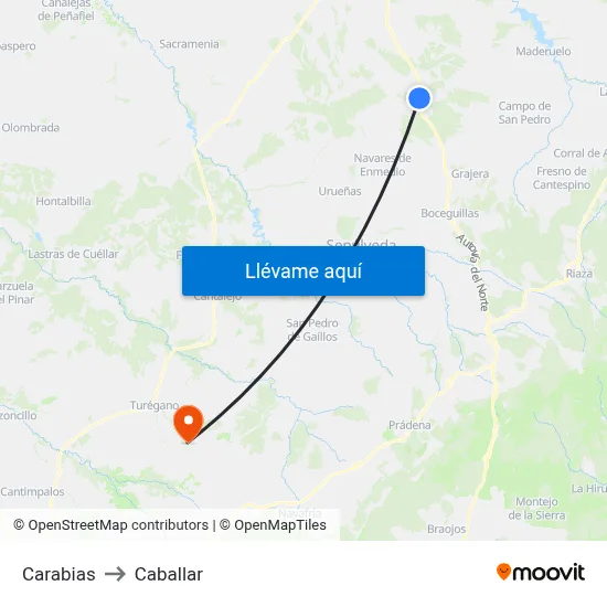 Carabias to Caballar map