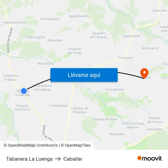 Tabanera La Luenga to Caballar map
