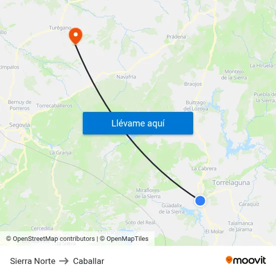 Sierra Norte to Caballar map