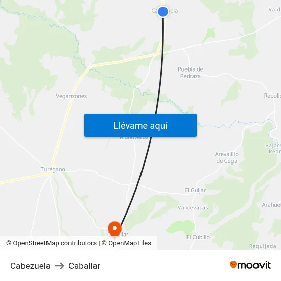 Cabezuela to Caballar map