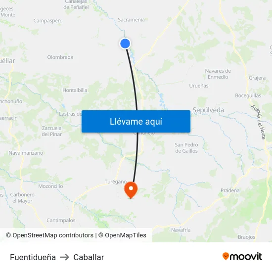 Fuentidueña to Caballar map