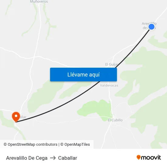 Arevalillo De Cega to Caballar map