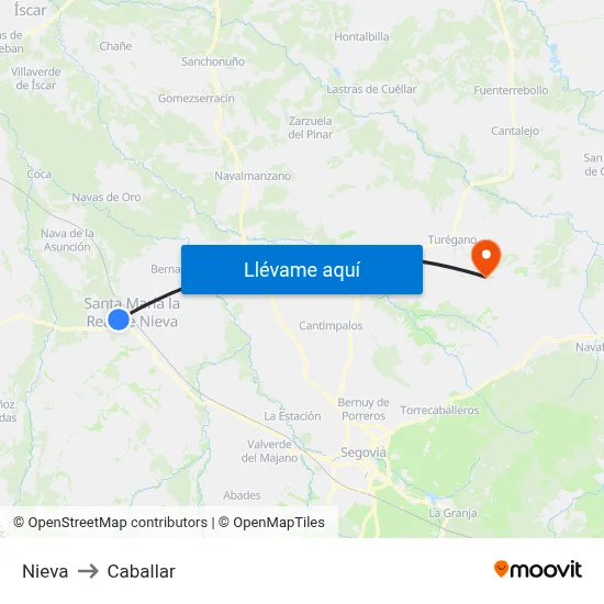 Nieva to Caballar map