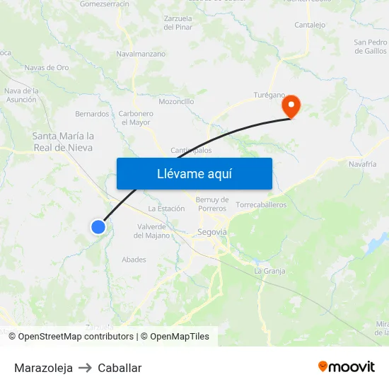 Marazoleja to Caballar map