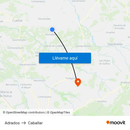 Adrados to Caballar map