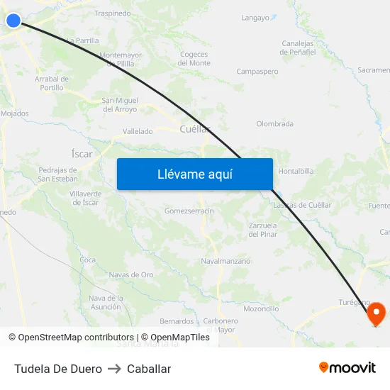 Tudela De Duero to Caballar map