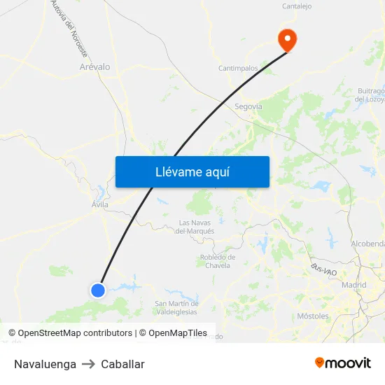 Navaluenga to Caballar map