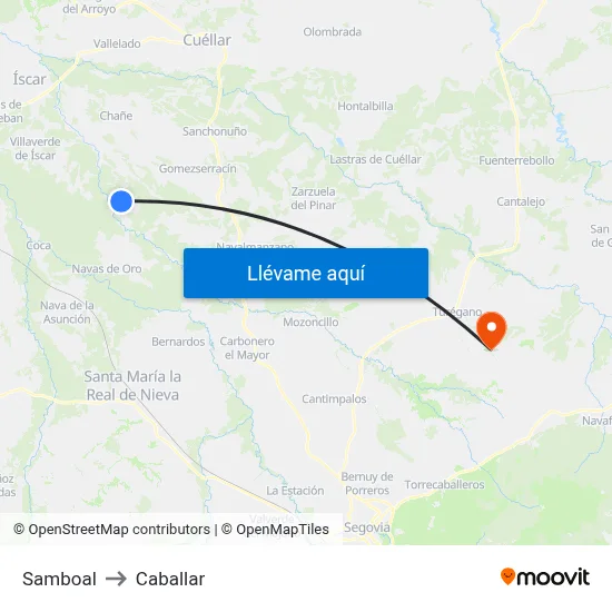 Samboal to Caballar map