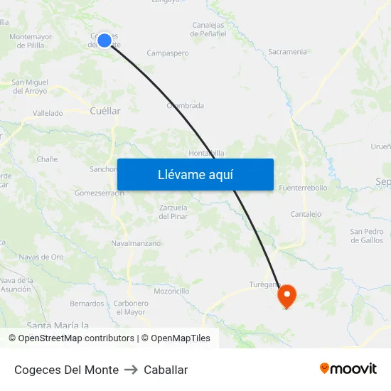 Cogeces Del Monte to Caballar map