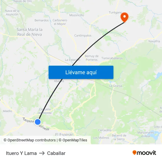 Ituero Y Lama to Caballar map
