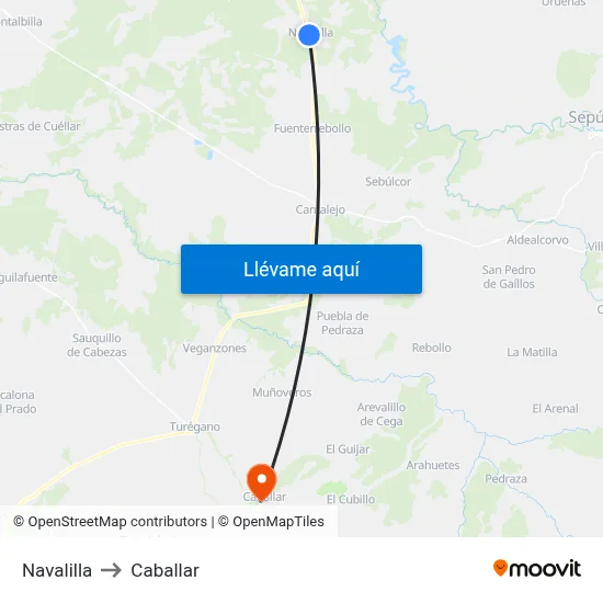 Navalilla to Caballar map