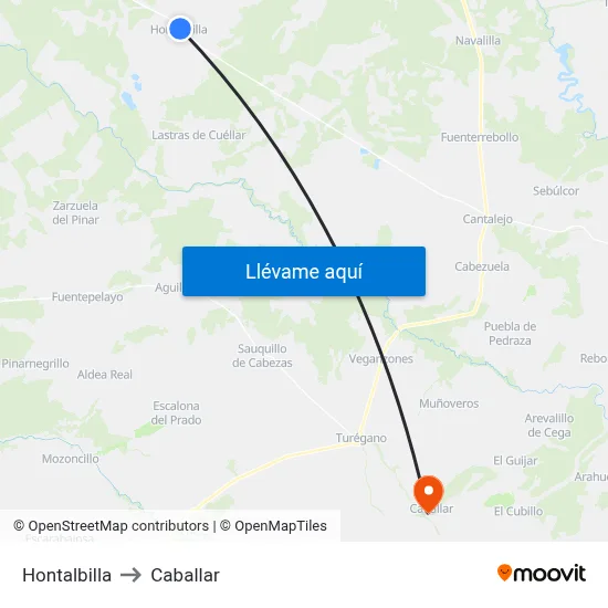 Hontalbilla to Caballar map