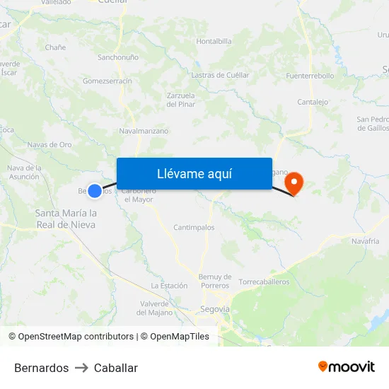 Bernardos to Caballar map