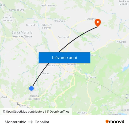 Monterrubio to Caballar map