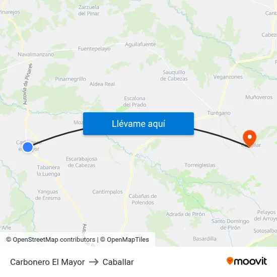 Carbonero El Mayor to Caballar map