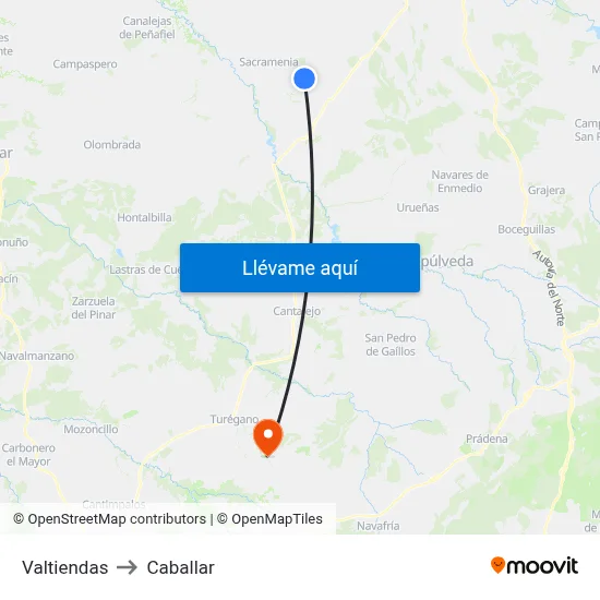 Valtiendas to Caballar map