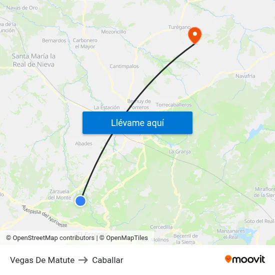 Vegas De Matute to Caballar map