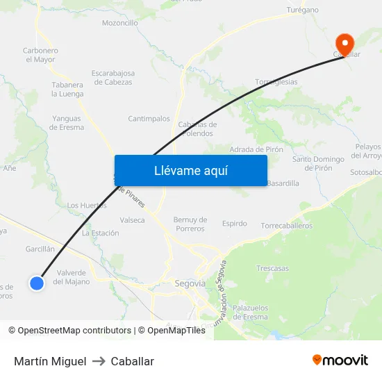 Martín Miguel to Caballar map