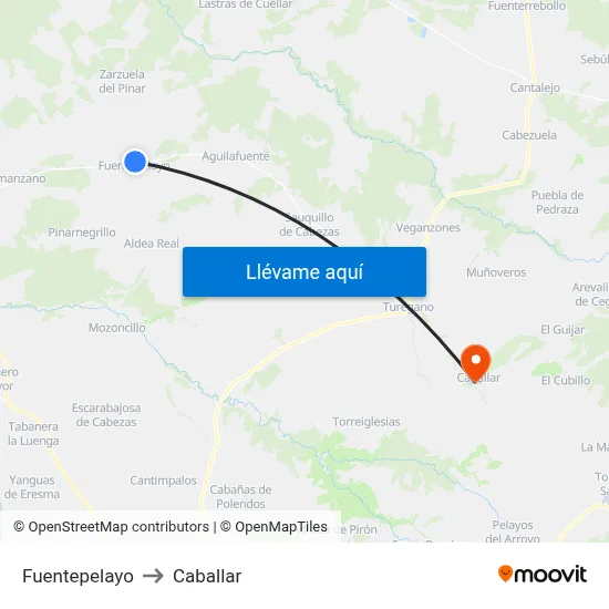 Fuentepelayo to Caballar map