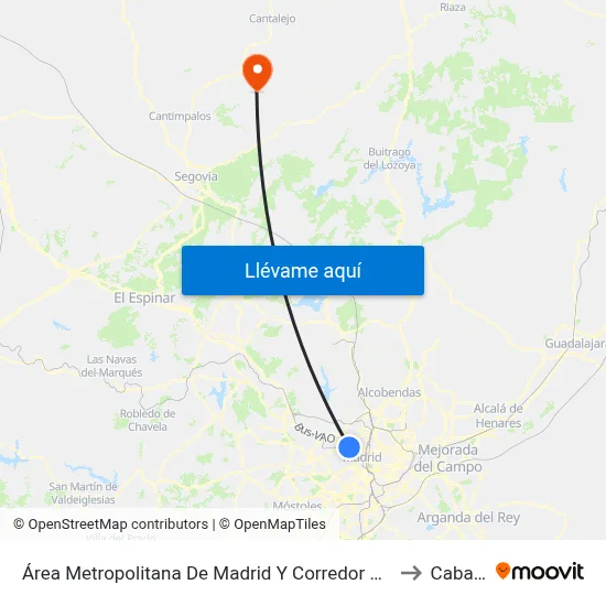 Área Metropolitana De Madrid Y Corredor Del Henares to Caballar map