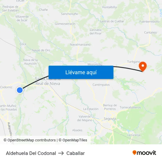 Aldehuela Del Codonal to Caballar map