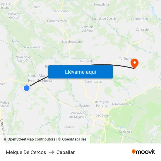 Melque De Cercos to Caballar map
