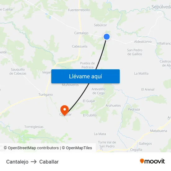 Cantalejo to Caballar map
