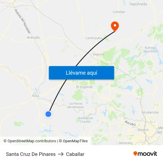Santa Cruz De Pinares to Caballar map