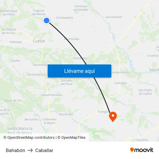 Bahabón to Caballar map
