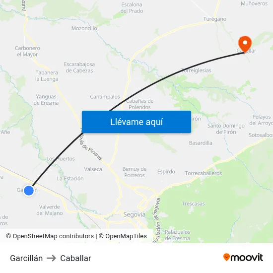 Garcillán to Caballar map