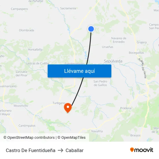 Castro De Fuentidueña to Caballar map