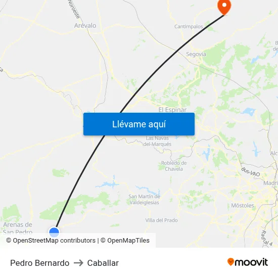Pedro Bernardo to Caballar map