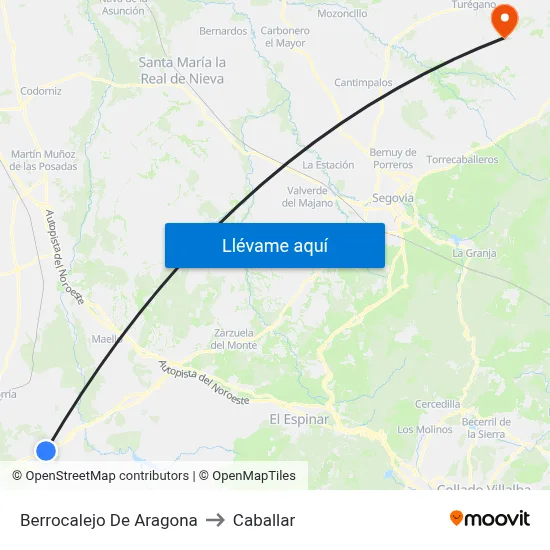 Berrocalejo De Aragona to Caballar map