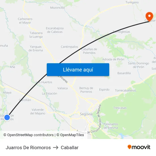 Juarros De Riomoros to Caballar map