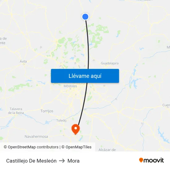 Castillejo De Mesleón to Mora map