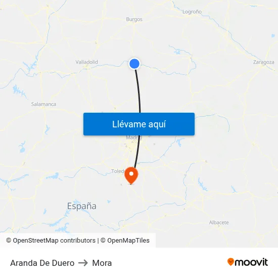Aranda De Duero to Mora map