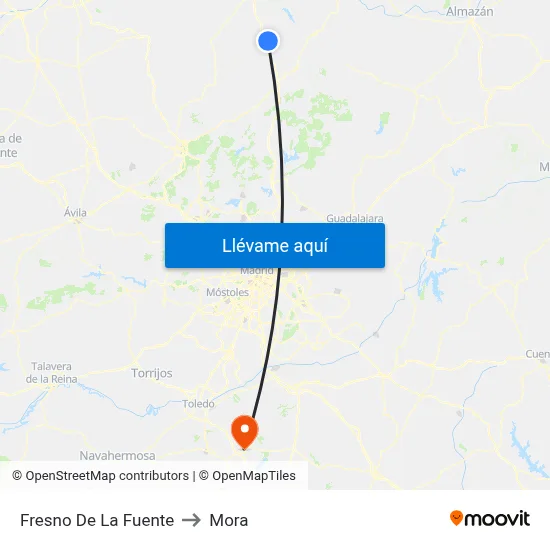Fresno De La Fuente to Mora map
