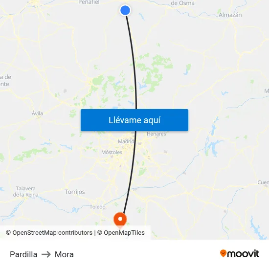 Pardilla to Mora map