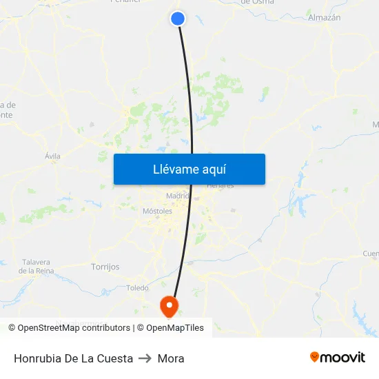 Honrubia De La Cuesta to Mora map