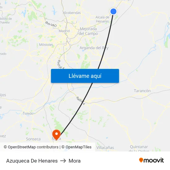 Azuqueca De Henares to Mora map